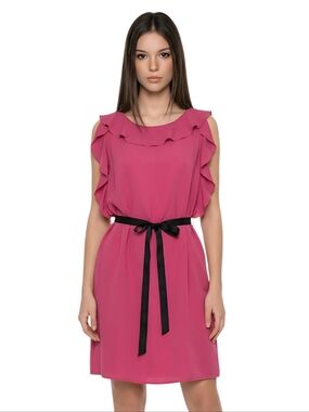 The Limited Fushsia Pink Low Back Flowy Ruffle Mini Dress Size 14